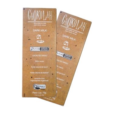 Imagem de Kit 2X: Chocolate Dark Milk 55% Cacau com Açúcar Demerara Orgânico CHoKolaH 70g