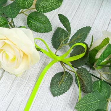 Imagem de Fita de cetim dupla face de 1/10.2 cm 100 jardas – perfeita para embrulho de presente, artesanato, decorações de casamento e lembrancinhas de festa, verde luorescente