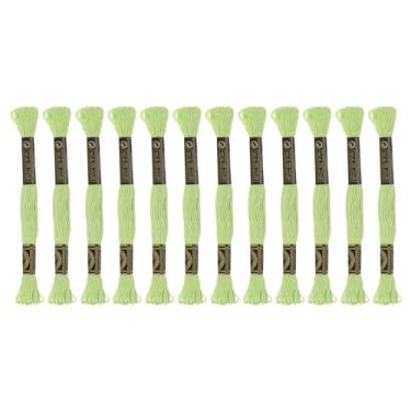 Imagem de Generic 12 novelos de fio de bordado 8,75 m (8 m) fio de ponto cruz de algodão egípcio de grampo longo para costurar, pulseira faça você mesmo, fio e artesanato, verde claro (6014)