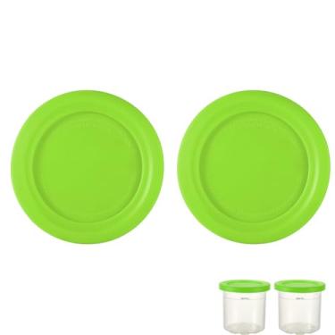 Imagem de 2 peças de substituição de tampas redondas, diâmetro de 11,5 cm, tampa de recipiente de silicone para armazenamento de alimentos, tampa de lata compatível com Ninja Creami NC301 NC300 NC299AMZ Series