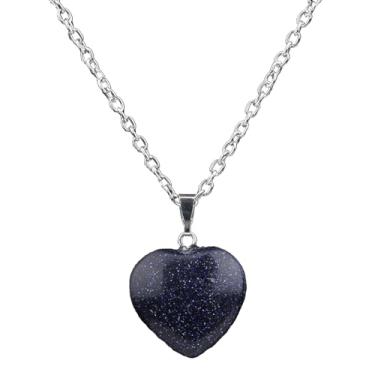 Imagem de Colar com pingente de pedra de coração, colar natural, pingente de cristal curativo, joia para mulheres e homens, colar de pedra, One Size, Cristal, Sem Pedra Preciosa