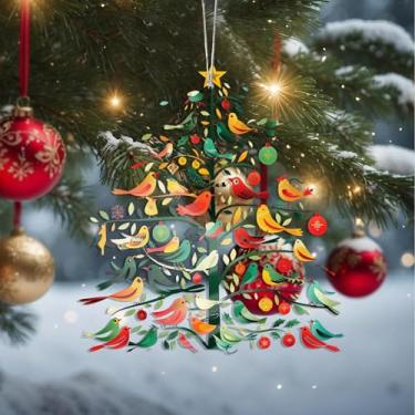 Imagem de Enfeites de Natal para pendurar em cristal, enfeites de árvore de Natal feitos à mão, decoração de carro e casa - Presentes de Natal, decoração de artesanato em acrílico, ideias de troca de presentes