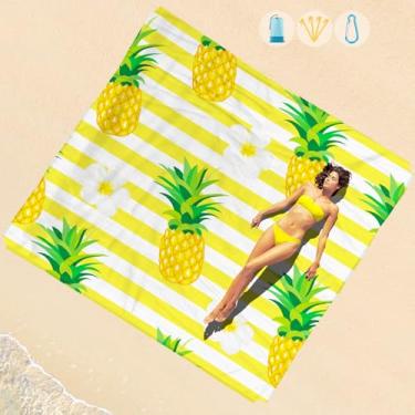 Imagem de Cobertor de praia impermeável à prova de areia 1-7 adulto grande 188 × 203 cm, leve, durável, compacto, livre de areia, extra grande, tapete de praia para viagem, acampamento, caminhada, piquenique