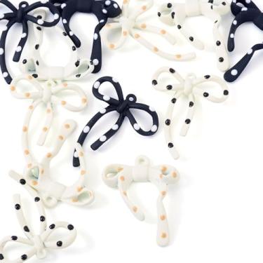 Imagem de Pingentes esmaltados com laço, 12 peças, berloques de liga em forma de laço de bolinhas para brincos faça-você-mesmo, pulseira, colar, joias, artesanato