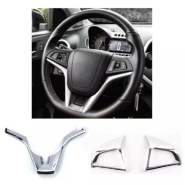 Imagem de Capa Cromada Volante Tracker Cruze Spin Cobalt Onix Prisma Sonic (3 Peças) (ABERTURA DOIS LADOS)