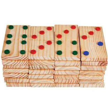 Imagem de Brinquedo Educativo Jogo Dominó Gigante em Madeira 28 Peças