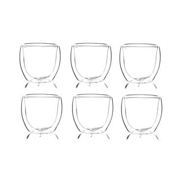 Imagem de Jogo 6 Copos De Chá Café Parede Dupla 80ml Borossilicato