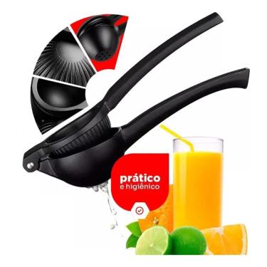 Imagem de Espremedor Amassador Limão Manual Aço Inox Preto Cozinha