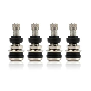 Imagem de 4 peças TR416 hastes de válvula de metal montagem externa serve para furos de aro prata longa