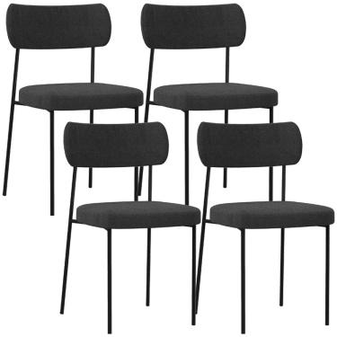 Imagem de Kit 04 Cadeiras Decorativa Para Sala De Jantar Melina L02 Bouclê Preto - Lyam Decor