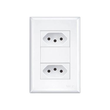 Imagem de Tomada Dupla Fame Evidence 2p+t 10a Com Placa 4x2 Branco