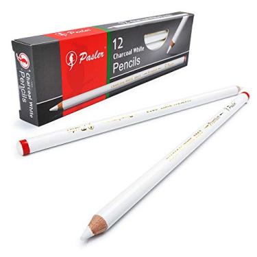 Imagem de Pasler Professional Lápis de desenho de carvão conjunto de 12 peças: macio, macio, médio, rígido e branco para desenho, esboço, sombra, lápis de artista para iniciantes e artistas, Charcoal - White, 1