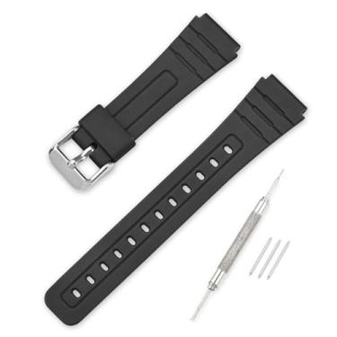 Imagem de HAOZHI 18mm Pulseira Compatível para Casio F 91W,F 84,F 105,F 108,A 158,A 168,AE 1000,AE 1200,AE 1300,Bracelete Correia Cinta Alça de Substituição para F91W F84 F105 F108,A158 A168 (Preto)