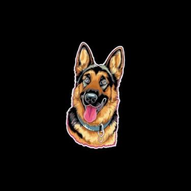 Imagem de Adesivo de Animais Fofo Kawaii para Quarto e Cadernos - Estilo Pastor Alemão e Outros Totens 30x30cm