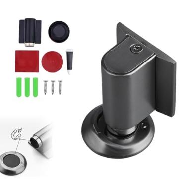 Imagem de SvRite Batente de porta magnético, rolha de cunha de porta resistente com kit de instalação, design sem broca, suporte invisível para prender no chão, disponível em preto e branco (cinza)
