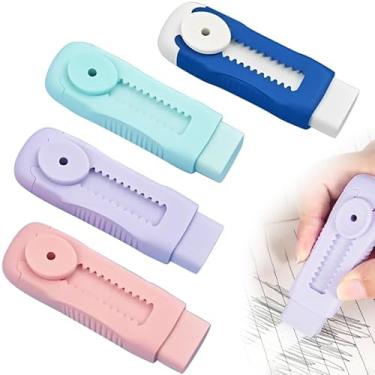 Imagem de 4 peças de borracha retrátil - borracha macia para lápis com manga de plástico, grandes borrachas deslizantes de borracha para artistas, escritório e uso doméstico