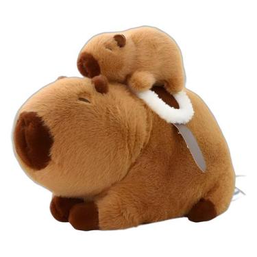 Imagem de Capivara de desenho animado de pelúcia com sela e boneca de 40 cm - yi