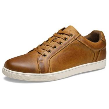 Imagem de Tênis Jousen AMY902, sapatos casuais de couro, masculinos, amarelos, m