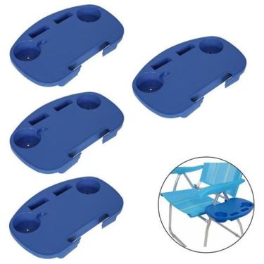 Imagem de Kit 4 Mesa Portátil Para Cadeira De Praia Porta Copos Celular - Mor