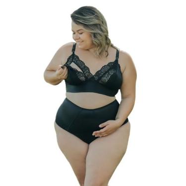 Imagem de Conjunto Sutiã Amamentação Calcinha Cinta Gestante Plus Size - Sou Gat