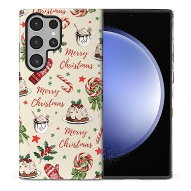 Imagem de casesok Capa para Samsung Galaxy S24 Ultra, capa rígida de camada dupla + capa de telefone de silicone, proteção total à prova de choque para Samsung Galaxy S24 Ultra-Christmas Cake Lollipop Holiday