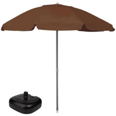 Imagem de Guarda Sol 2,4m Marrom Bagum Alumínio Articulável Com Base Plástica Pr