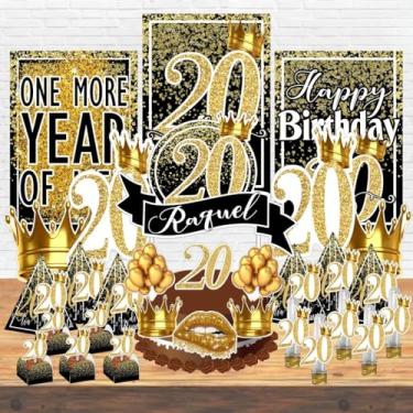 Imagem de Kit Festa Aniversário Personalizado 15 18 20 30 40 50 60 70 Anos Idades - Decoração Lembrancinha (Kit Festa 78 Itens,20 Anos- Preto)