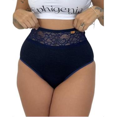 Imagem de Calcinha Suplex Cós Alto Renda Lingerie Conforto Charmosa Elegante Fem