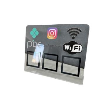 Imagem de Placa Pix Display Mesa Balcão PIX INSTAGRAM E WI-FI(Cristal c/Prata)