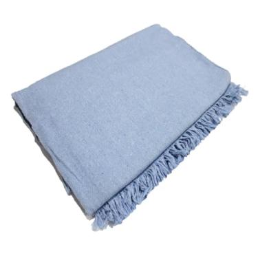 Imagem de Manta de Sofá Luxo 210x120 cm em Algodão – Capa Decorativa Sofisticada para Sofá e Cama (Azul Bebê)