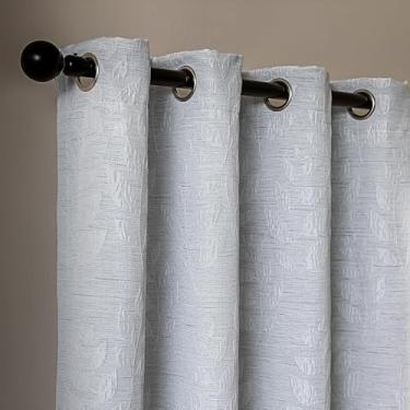 Imagem de SLEEP ZONE Cortinas blackout para quarto e sala de estar, cortinas e cortinas com isolamento térmico para escurecimento de ambientes, painéis de cortina de janela Jacquard 180 GSM, cinza claro, 106,7