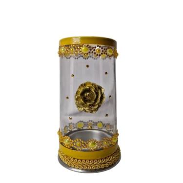 Imagem de Suporte Porta Vela Orixá Flor Vidro 18 cm + Presente