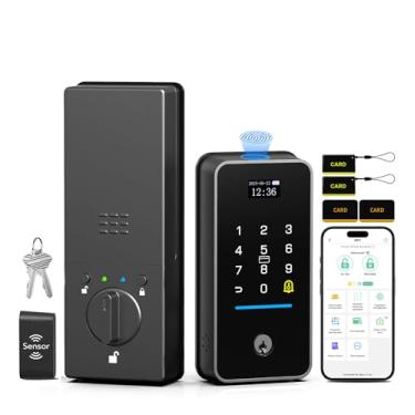 Imagem de Fechadura inteligente, fechadura de porta WiFi integrada Anweller com bateria de 10.000 mAh, fechadura eletrônica de entrada sem chave com teclado de código para porta da frente