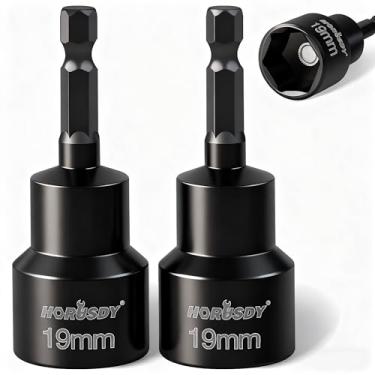 Imagem de HORUSDY Adaptador de 2 peças para soquetes de nivelamento RV, haste sextavada de 1/4 polegada, serve para tomadas sextavadas de 3/4 ou 19 mm