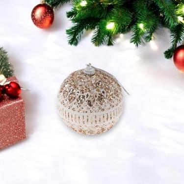 Imagem de Generic 1 peça de enfeites de bolas de Natal redondas de malha de renda espuma champanhe 8 cm