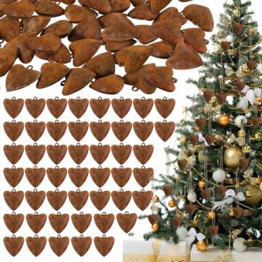 Imagem de Yaocom 48 peças de sinos artesanais enferrujados em forma de coração para decoração de sino de dia dos namorados sinos de trenó de metal com corda de juta faça você mesmo para guirlanda de casamento