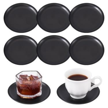 Imagem de Magibeads 6 peças bandeja decorativa tapete de copo de metal preto organizador de joias organizador de joias planas redondas porta-copos para bebidas de casamento, mesa de café, caneca de vidro, hotel