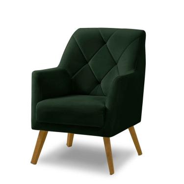 Imagem de Poltrona Decorativa Bordada Magali Veludo Verde Folha Lansofbr
