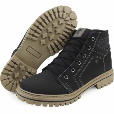 Imagem de Bota Coturno Masculina Nobuck Sintético Sola Tratorada Trabalho Trilha