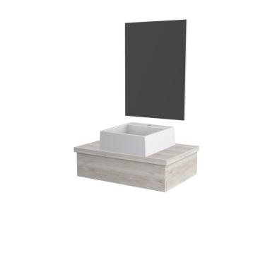 Imagem de Conjunto Bancada C-cuba Q355 E Espelheira Metrópole 601 Preto ônix Snow