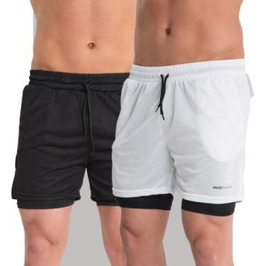 Imagem de Kit 2 Shorts Academia Masculino 2em1 Drifit com ProteçãoUV Bolso Ocult