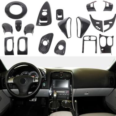 Imagem de Kit completo de acabamento de decoração de interiores de 18 peças compatível com Corvette C6 2005-2013 Controle central de ar condicionado tampa da cabeça da engrenagem da porta tampa do painel do