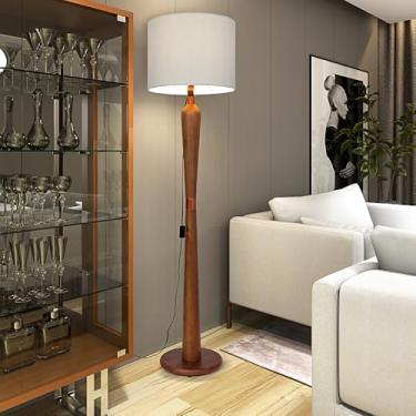 Imagem de Luminária de Chão/Piso Alta 160cm em tabaDesign Mid-Century | Abajur de Coluna Luxo para Sala de Estar, Quarto e Leitura | Cúpula de Tecido Detalhe Cobre |Soquete E27 Bivolt (Moriá)