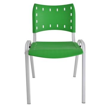 Imagem de Cadeira Iso para Escola Escritório Comércio Verde Base Branca