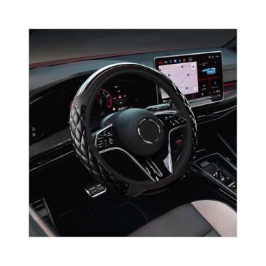 Imagem de ZNDAW Capa de volante, protetor de couro, amortecimento confortável para volantes de 35 a 38 cm, respirável, antiderrapante, envoltório de roda automotiva, decoração de interiores de carro para