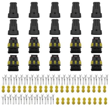 Imagem de RTYPER Kit de 10 conectores impermeáveis de 3 pinos, terminais de série de 1,5 mm para plugues automotivos de chicote de fios 20-16 AWG