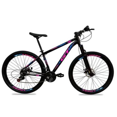 Imagem de Bicicleta Aro 29 Alumínio Freio a Disco 24 Marchas Alavanca Quadro21 Azul e Rosa