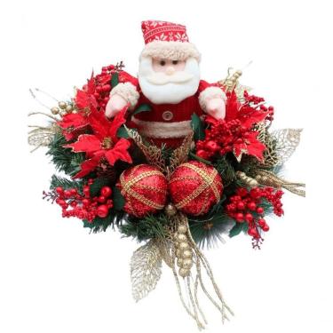 Imagem de Decoração Natal Arranjo De Mesa Papai Noel Luzes Leds 60cm