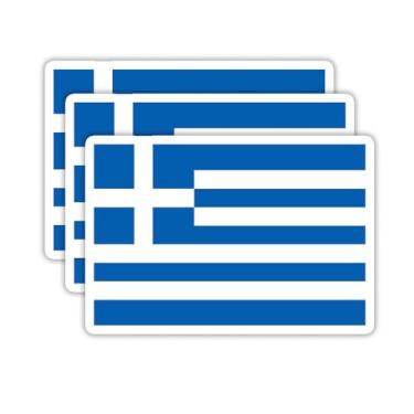 Imagem de (3 peças) Adesivos de bandeira da Grécia, adesivos de bandeira dos países - Decalques de vinil à prova d'água para laptops, copos, garrafas de água, livros, álbuns de recortes, tamanho 7 x 5 cm