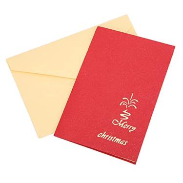 Imagem de Cartão de Natal 3D Elegante em forma de castelo de Natal Design de escultura oca Cartão de papel grosso e durável para decoração de sala de estar de escritório 1 cartão 1 envelope